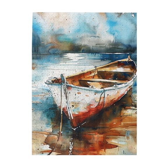 500 pcs Watercolor boat jigsaw puzzles 500 pieces,Stunningly Vibrant Colors,Unique Artwork for Adults,Enchanting Watercolor boat Wooden Puzzle 500 Piece,Gift for Puzzle Lovers,Whimsy Jigsaw Pieces