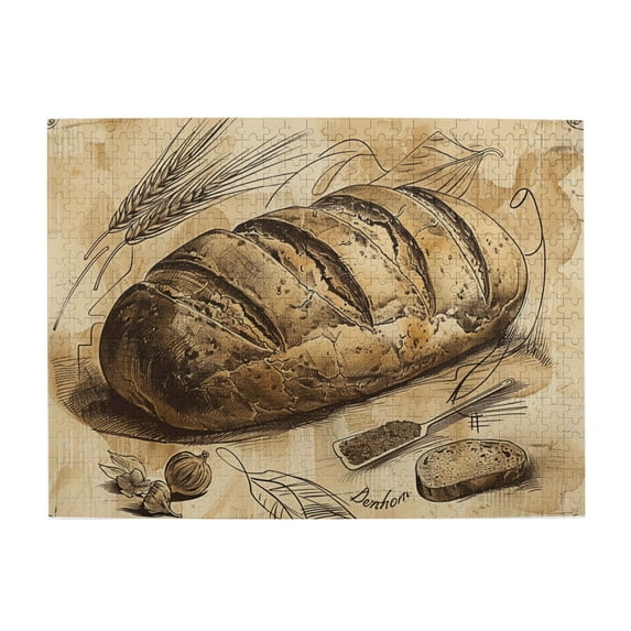 500 pcs Wheat & Bread Wooden puzzles for adults 500 pieces,Unique Artwork for Adults,Exquisite Wheat & Bread Stress relieving puzzle,for Food Enthusiast Gifts,Creative Activity Hobbies for Adults
