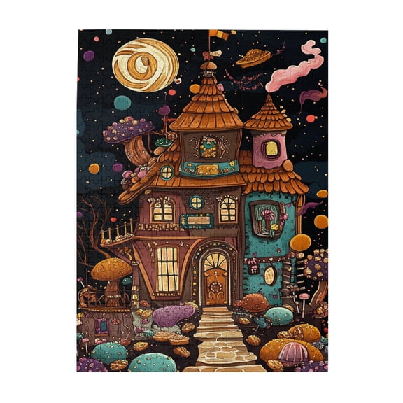 500 pcs Whimsical Ideas Candy House 500 Piece Puzzle For Adults,Challenging Brain Exercise,Modern Style Candy House Wooden Puzzles 500 Piece,Great For Relaxation And Display For Puzzle Enthusiasts