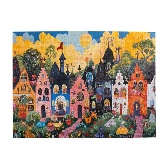 500 pcs Wonderful Fantasy Homeland Castle puzzles for adults 500 pieces,Unique Artwork for Adults,Vintage Art Homeland Castle Wooden Puzzle,Impossible Hard Difficult Challenging Puzzles for Adults