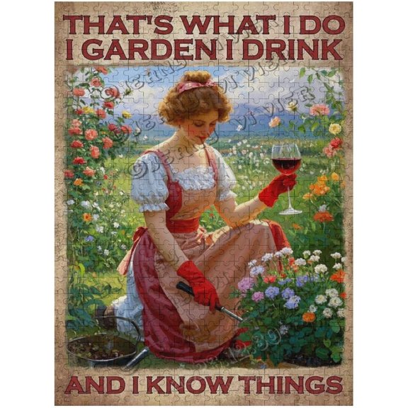 500 pcs Wooden Puzzle for Gardeners  Funny Puzzle with Wine and Flower Theme  Gift for Green Thumbs and Game of Thrones Fans