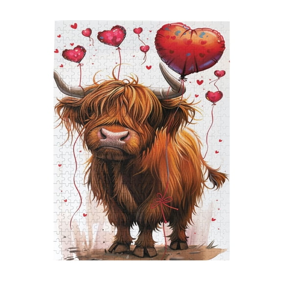 500 pcs Yak And Red Balloon Jigsaw Puzzles 500 Pieces,Wonderful Imagination,Modern Art Animal Wooden Puzzle,Enchanting Yak High Difficulty Puzzle,Great For Relaxation And Display For Animal Lovers