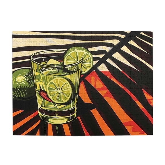 500 pcs cool Summer holidays Lime drink 500 Piece Wooden Puzzles,Stress relieving pleasure,Funny Lime drink Puzzle,500 Piece Jigsaw Puzzle for Adults Challenging Puzzle Perfect for Game Nights