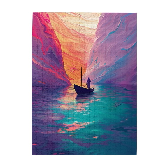500 pcs gorge Drifting Boat puzzles for adults 500 pieces,Challenging Brain Exercise,Stress relieving pleasure,Exquisite gorge Drifting Boat Wooden Puzzle 500 Piece,Gift Suitable Family Friends