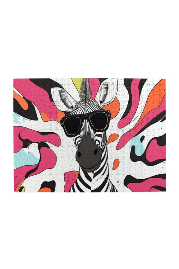500 pcs jigsaw puzzle 500 pieces Modern Art Cool Zebra,Challenging Brain Exercise,Stunningly Vibrant Colors,Enchanting Cool Zebra Charm Wooden Puzzle 500 Piece,Creative Activity Hobbies for Adults