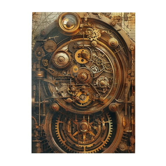 500 pcs jigsaw puzzles 500 pieces Steampunk gear,Challenging Brain Exercise,Classic Steampunk gear Vintage Art Wooden Puzzle,Impossible Hard Difficult Challenging Puzzles for Adults,Funny Puzzles