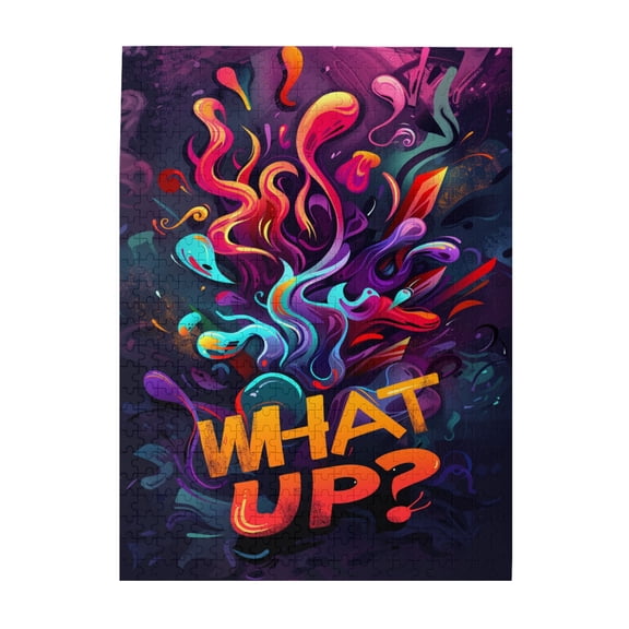 500 pcs modern art What up Slogan graffiti Wooden puzzles for adults 500 pieces,Vibrant Colors,Charm graffiti Funny Puzzle,Classic Stress relieving puzzle,for graffiti Lovers Gift,Stunning Artwork