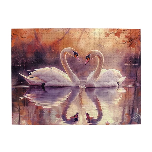 500 pcs 500 piece Wooden puzzle for adults Swan in the Lake,Challenging Brain Exercise,Vibrant and Stunning Design,for Swan Enthusiast Gifts,Impossible Hard Difficult Challenging Puzzles for Adults