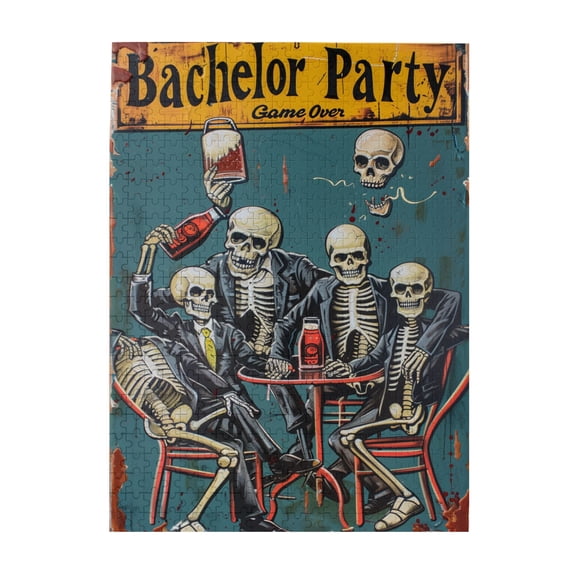500 pcs 500 piece puzzle for adults Drinking Skeleton Man,Challenging Brain Exercise,Funny Drinking Skeleton Man Modern Art Wooden Puzzles,Impossible Hard Difficult Challenging Puzzles for Adults