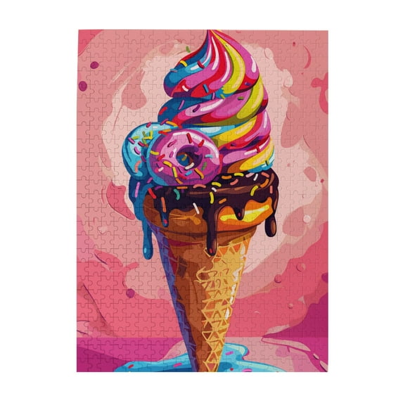 500 pcs 500 piece puzzle for adults Ice cream cone,Unique and Beautiful Design,Vibrant Colors,Funny Ice cream cone Wooden Puzzles 500 Piece,for Ice cream cone Lovers Gift,Stress relieving pleasure