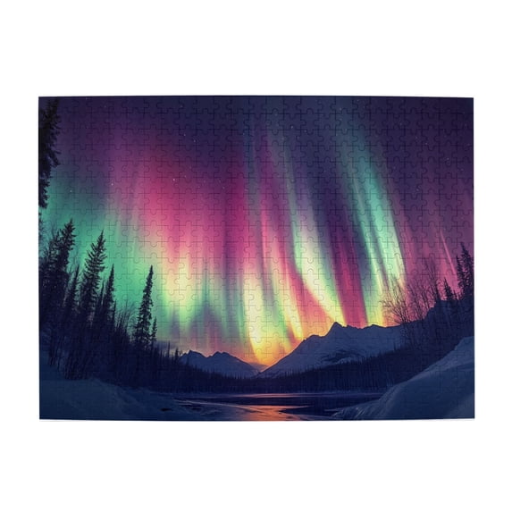 500 pcs snowfield Aurora puzzles for adults 500 pieces,High difficulty puzzle,Stunningly Vibrant Colors,Charm snowfield Aurora Wooden puzzle,Impossible Hard Difficult Challenging Puzzles for Adults