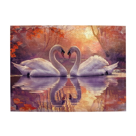 500 pcs white swan is in the lake jigsaw Wooden puzzles 500 pieces,Stunning Artwork of Adults,Modern Art white swan is in the lake Stress relieving puzzle 500 Piece,Gift for white swan Enthusiast