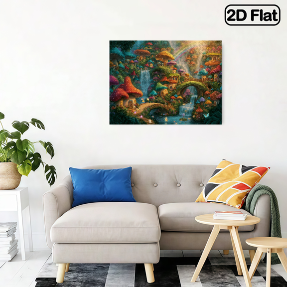 500 pieces of horizontal paper jigsaw puzzle - Forest Mushroom Cabin, with dimensions of 20.5 * 15 inches.