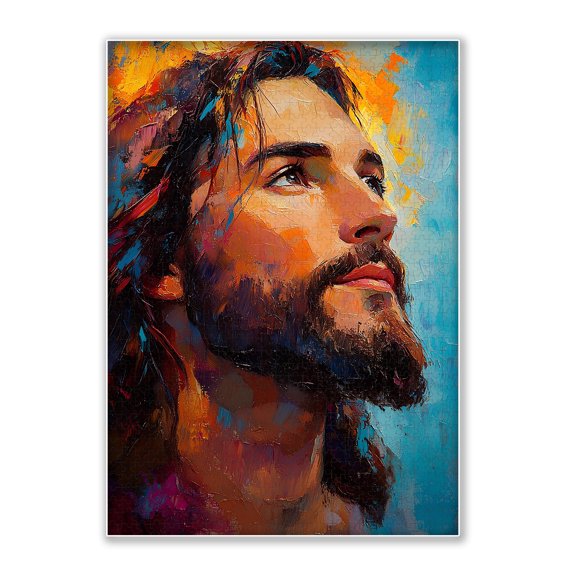 500-piece Jesus in Watercolor-Faith and Distance Adult Wooden Puzzle, Intellectual Challenge, Stress-Relieving Puzzle, Relaxing Family Activity, Decoration, Size: 20.5 x 15 in