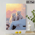 thumbnail image 1 of A 500 piece animal puzzle. Two adorable polar bears. Suitable for decorating living rooms, kitchens, cafes, and bedrooms. Puzzle game, family game night. 20.4x15in, 1 of 10