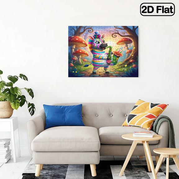 500-piece horizontal paper jigsaw puzzle - A colorful zebra playing the saxophone, with dimensions of 20.5*15 inches.