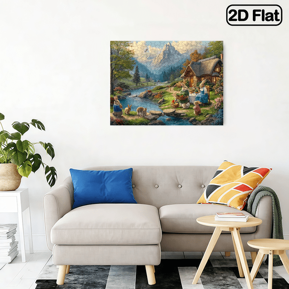 500-piece horizontal paper jigsaw puzzle - A cozy group of rabbits, with dimensions of 20.5*15 inches.