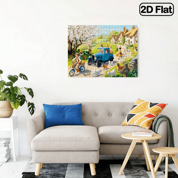 500-piece horizontal paper jigsaw puzzle - A cozy rural old-fashioned car, with dimensions of 20.5*15 inches.