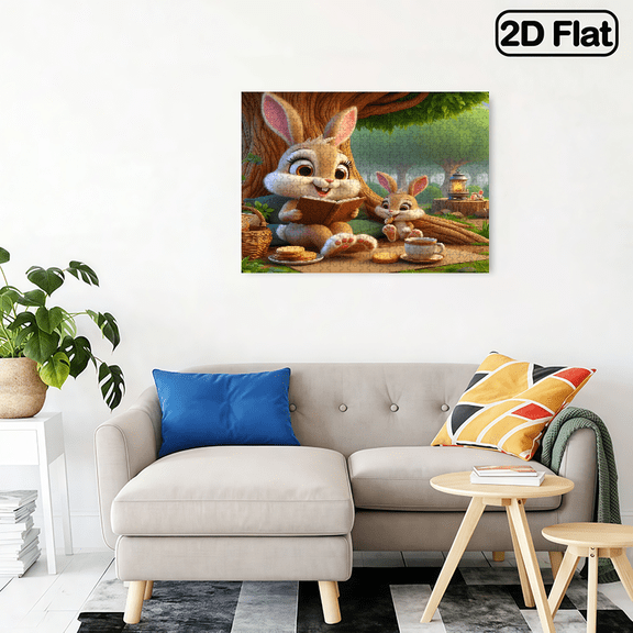 500-piece horizontal paper jigsaw puzzle - A rabbit reading a book, with dimensions of 20.5*15 inches.