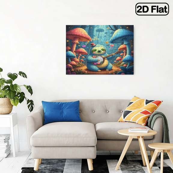 500-piece horizontal paper jigsaw puzzle - A sloth playing the piano . Dimensions: 20.5 * 15 inches.