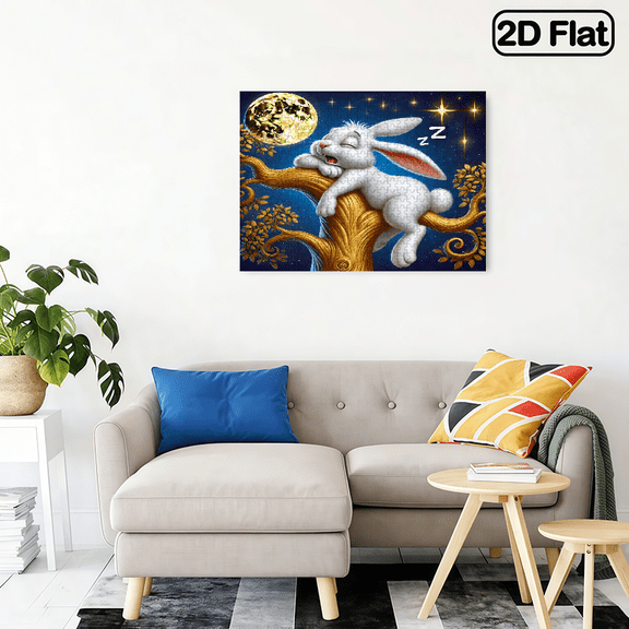 500-piece horizontal paper jigsaw puzzle - Sleeping Rabbit, with dimensions of 20.5*15 inches.