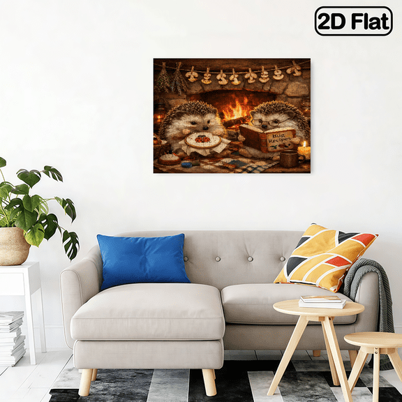 500-piece horizontal paper jigsaw puzzle - Two relaxed hedgehogs, size 20.5*15 inches.