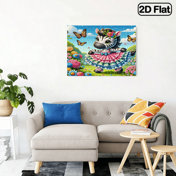 500-piece horizontal paper jigsaw puzzle - Zebra wearing a dress, size 20.5*15 inches.