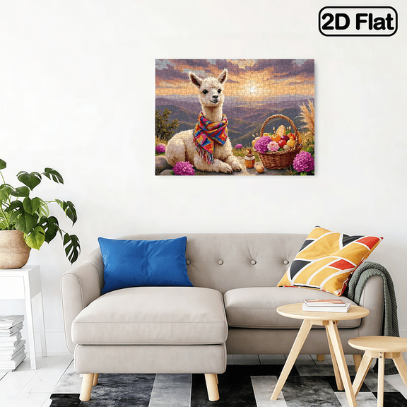 500-piece horizontal paper jigsaw puzzle - a llama, with dimensions of 20.5*15 inches.