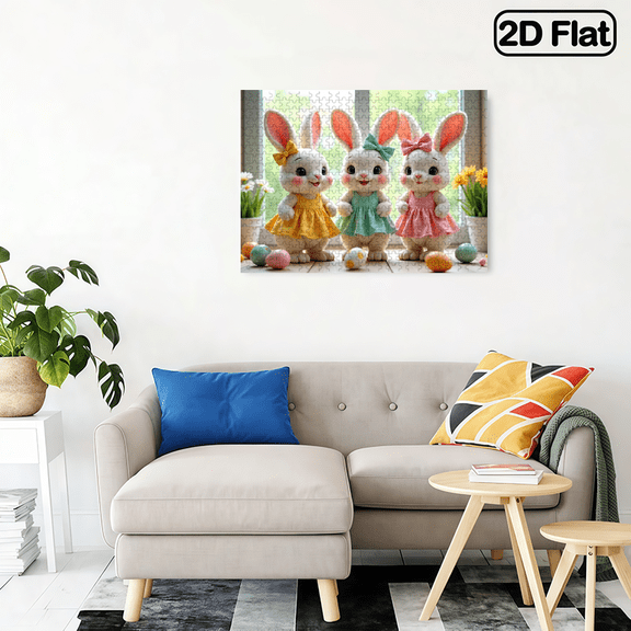 500-piece horizontal paper jigsaw puzzle - cute colorful rabbits, with dimensions of 20.5*15 inches.