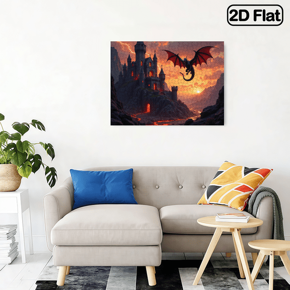 500-piece horizontal paper jigsaw puzzle - magnificent dragon castle, size 20.5*15 inches.