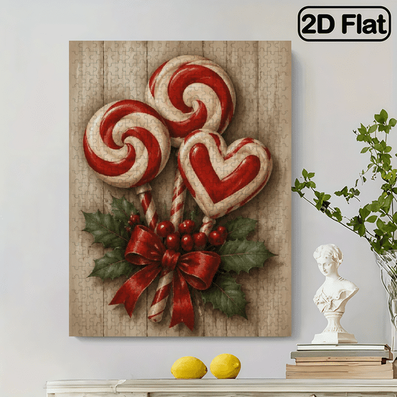 500-piece vertical paper jigsaw puzzle - Candy Cane, suitable for family leisure and entertainment, Halloween, Thanksgiving, Christmas, size 15*20.5 inches