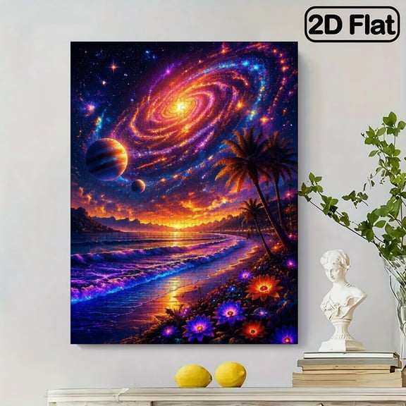 500-piece vertical paper jigsaw puzzle - Galaxy Beach, suitable for family leisure and entertainment, Halloween, Thanksgiving, Christmas, size 15*20.5 inches