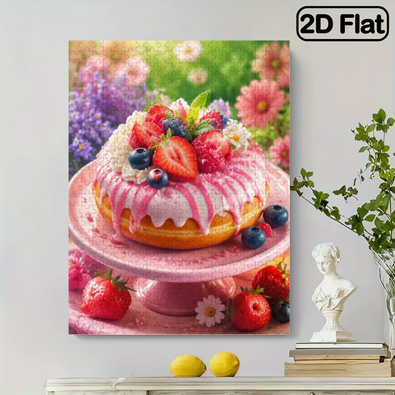 500-piece vertical paper jigsaw puzzle - Strawberry cream cake, suitable for family leisure and entertainment, Halloween, Thanksgiving, Christmas, size 15*20.5 inches
