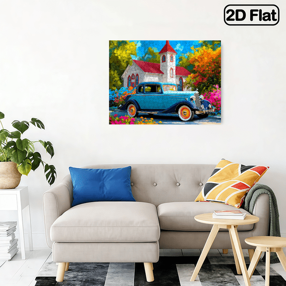 500 pieces of "Car on the Road" paper jigsaw puzzle, suitable for family's puzzle games for relaxation. It can be used as home decoration art and is also a small gift for festivals.
