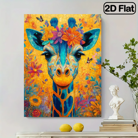 500 pieces of "Colorful Giraffe" paper jigsaw puzzle, DIY home decoration puzzle, designed for family fun puzzles for birthdays, Halloween, Thanksgiving, and Easter