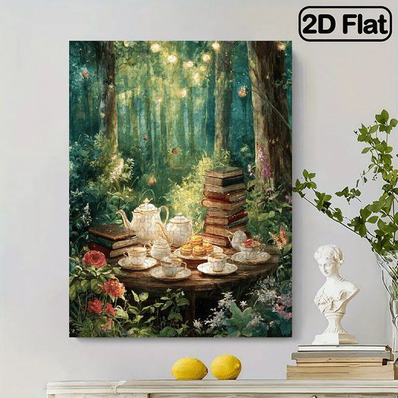 500 pieces of "Forest Tea Time" paper jigsaw puzzles, DIY home decorations, designed for birthdays, Halloween, Thanksgiving, Easter and other occasions for family fun puzzles