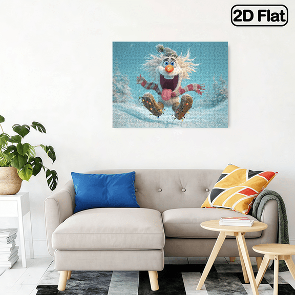 500 pieces of "Funny Snow Monsters" paper jigsaw puzzle, suitable for family's puzzle games for relaxation and intelligence. It can be used as home decoration art and is a small gift for festivals.