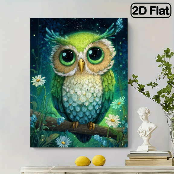500 pieces of "Green Owl" paper jigsaw puzzle, suitable for family's puzzle games for relaxation and intelligence. It can be used as home decoration art and is also a small gift for festivals.