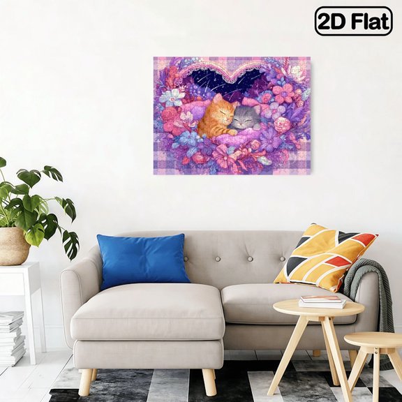 500 pieces Paper Jigsaw Puzzle 14.9x20.4in, Cats in Love Design, Animal Theme Canvas Art, Beginner Friendly Crafting for Home Decor Gift, for Valentine's Day, Easter, Carnival and Spring.