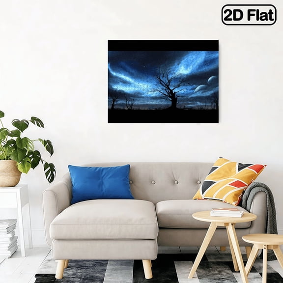 500 pieces Paper Jigsaw Puzzle 14.9x20.4in "Create Beautiful Moon, Tree" Theme, Brain Challenge, Challenging Decorative Gift, Festive Decoration, Colorful Pattern.