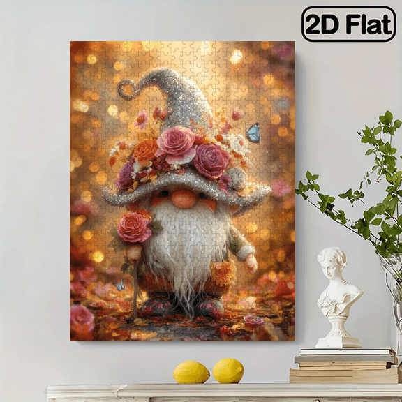500 pieces of the "Pretty Gnome" paper jigsaw puzzle, suitable for family's puzzle games for relaxation. It can be used as home decoration art and is also a nice gift for festivals.