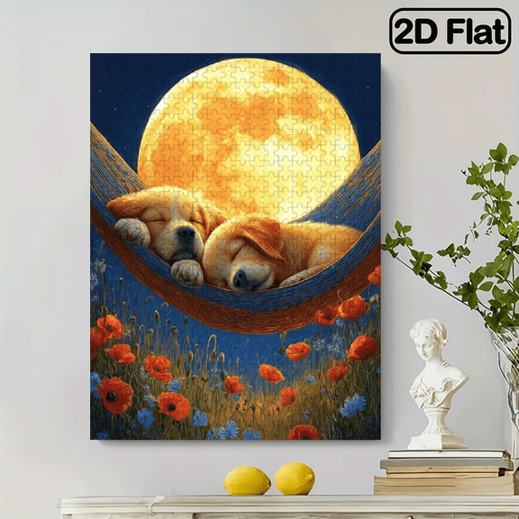 500 pieces of "The Sleeping Dog" paper jigsaw puzzle, DIY home decoration puzzle, designed for birthdays, Halloween, Thanksgiving, Easter and other occasions for family fun puzzles