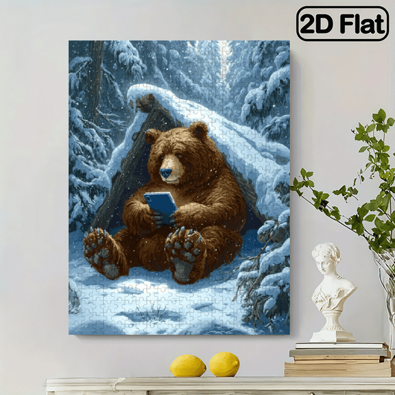 500 pieces of vertical paper jigsaw puzzle - Trendy Bear, with dimensions of 15 x 20.5 inches.
