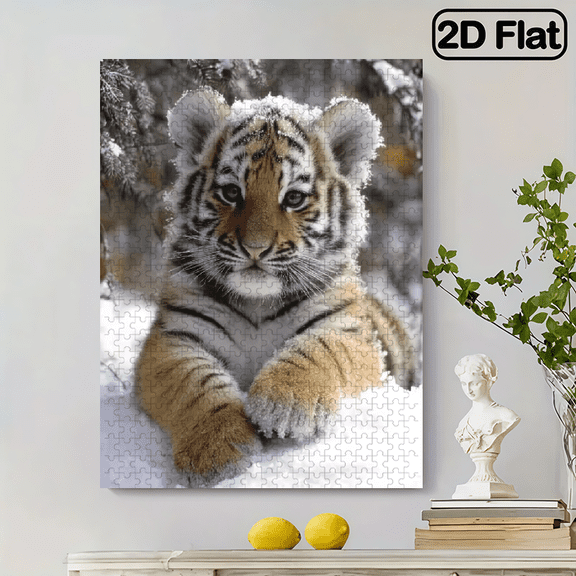 500 pieces of animal puzzle. A cute little tiger. Interesting puzzle game. Educational toys. Unique creativity. The ideal gift for animal lovers. 20.4 * 14.9 inches.