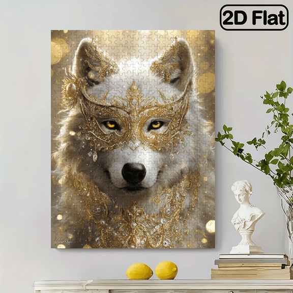 500 pieces of animal puzzle. The wolf wearing jewelry. Interesting puzzle game. Suitable for decorating bedrooms, offices, and living rooms. 20.4 * 14.9 inches.