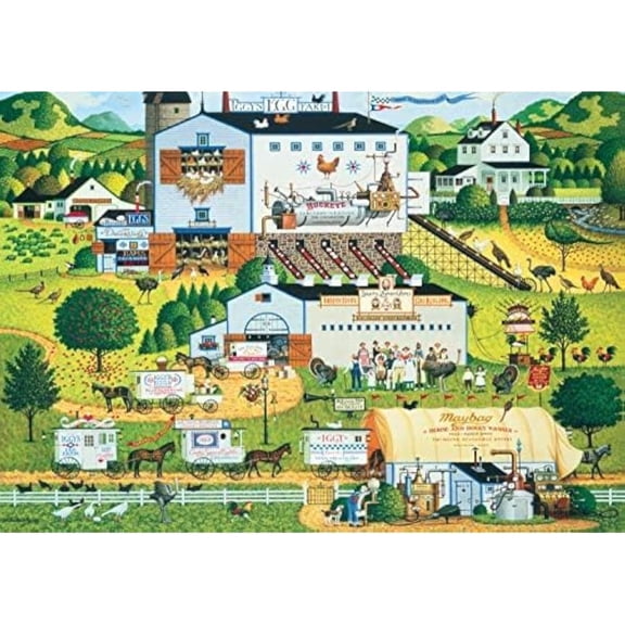 500 pieces of Goat wooden jigsaw Puzzle - Farm animals, barn pigs, cows, goats, roosters, cats - Casual family activity decorations