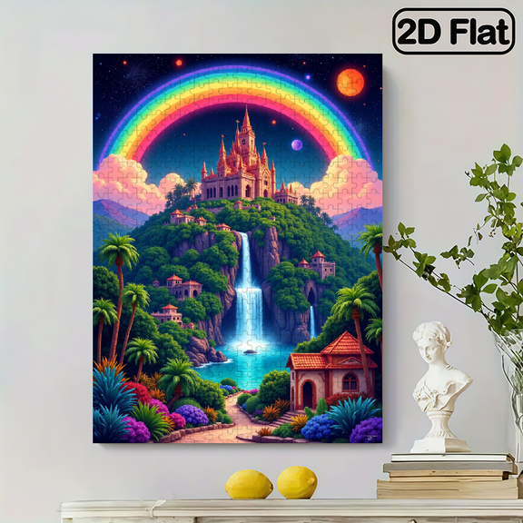 500 pieces of adult jigsaw puzzle - A fantastic rainbow castle.