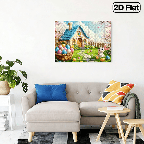 500 pieces of fun puzzles - A cozy Easter cottage, suitable for adults aged 12 and above, 15 x 20.5 inches.