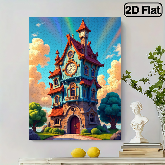 500 pieces of fun puzzles - a fantastical clock tower, suitable for adults aged 12 and above, 15 x 20.5 inches.