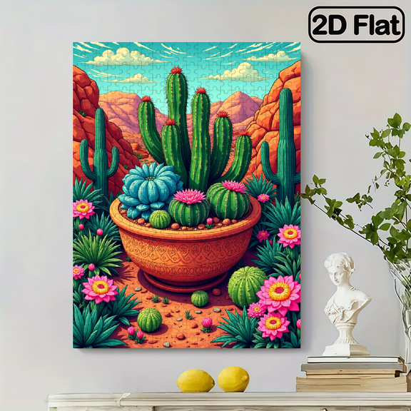 500 pieces of fun puzzles, colorful desert succulents, suitable for adults aged 12 and above, 15 x 20.5 inches.